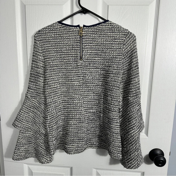 Sail to Sable top size XS, navy/off white with bell sleeves, nubby, nautical - Picture 6 of 8